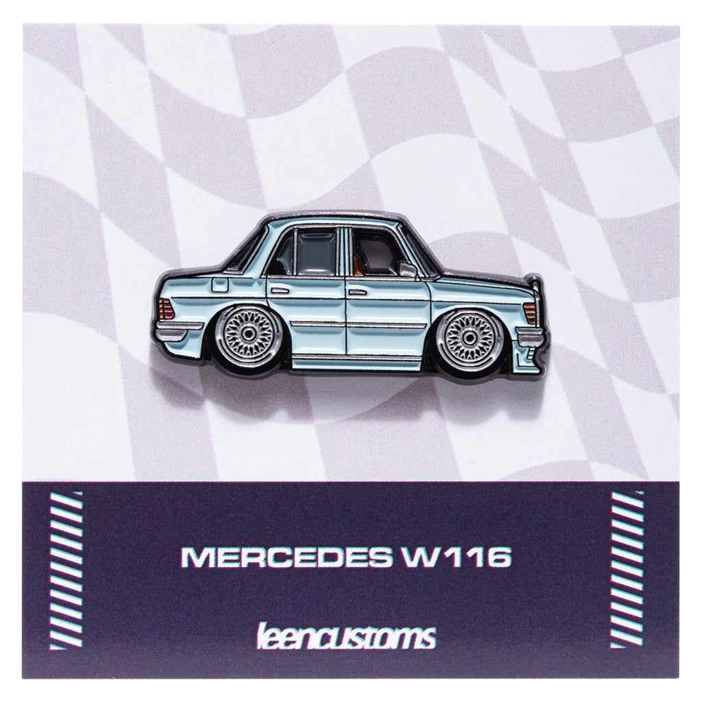 Leen Customs Mercedes W116 light blue enamel pin