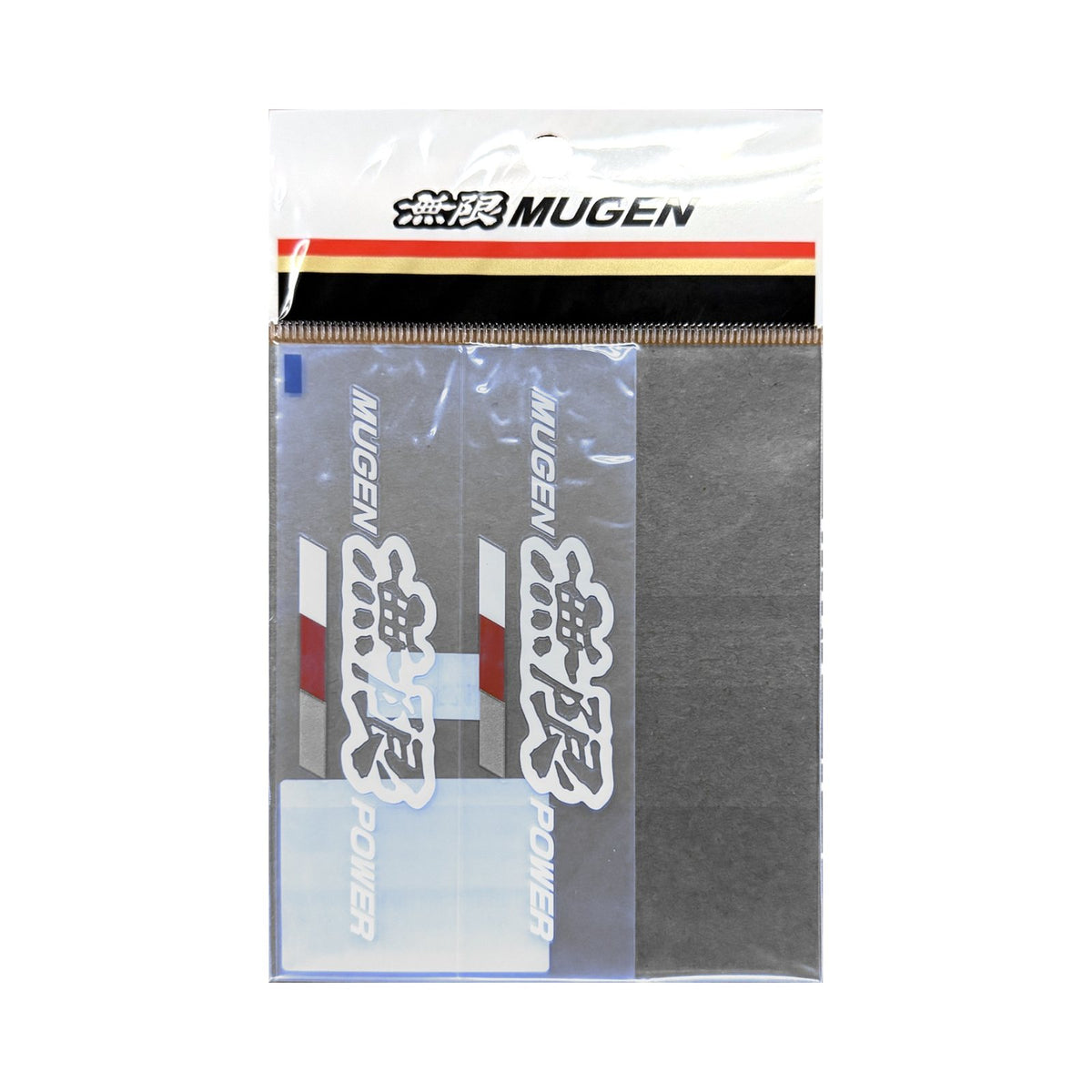 MUGEN Power Sticker A - White in its MUGEN pack