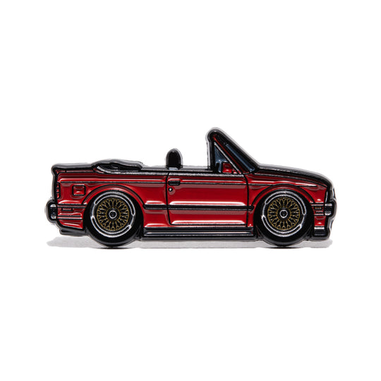 Leen Customs BMW E30 convertible red enamel pin